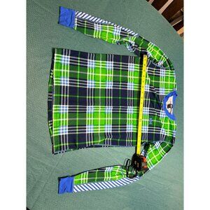 Helly Hansen Plaid Long-Sleeve Shirt Green & Blue Size Small Polyester Blend Lig